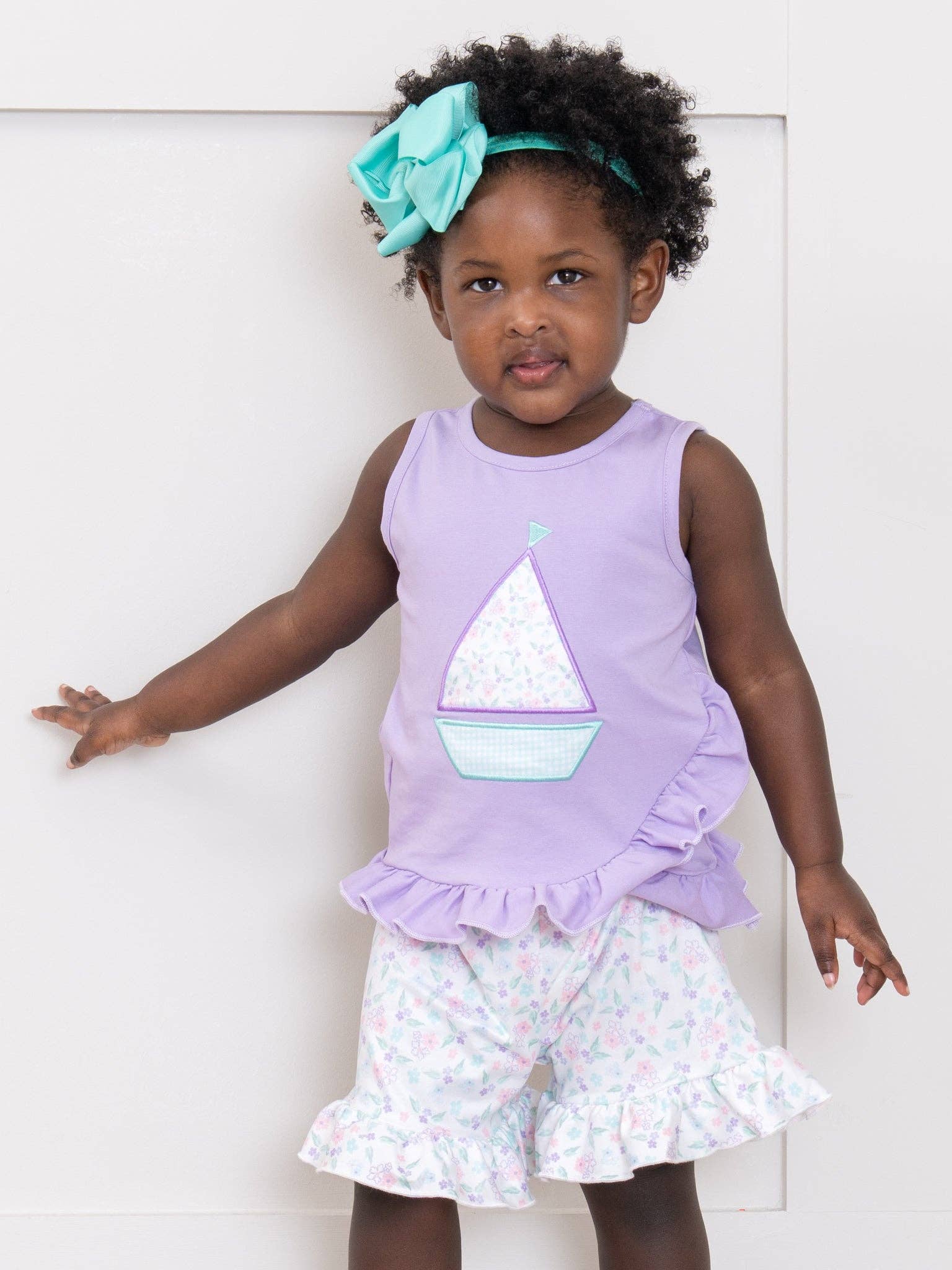 Sail into Summer Embroidered Ruffle Outfit: XL(5yrs)