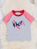 Liberty Plane Embroidered Raglan Shirt: XXS(12/18mos)