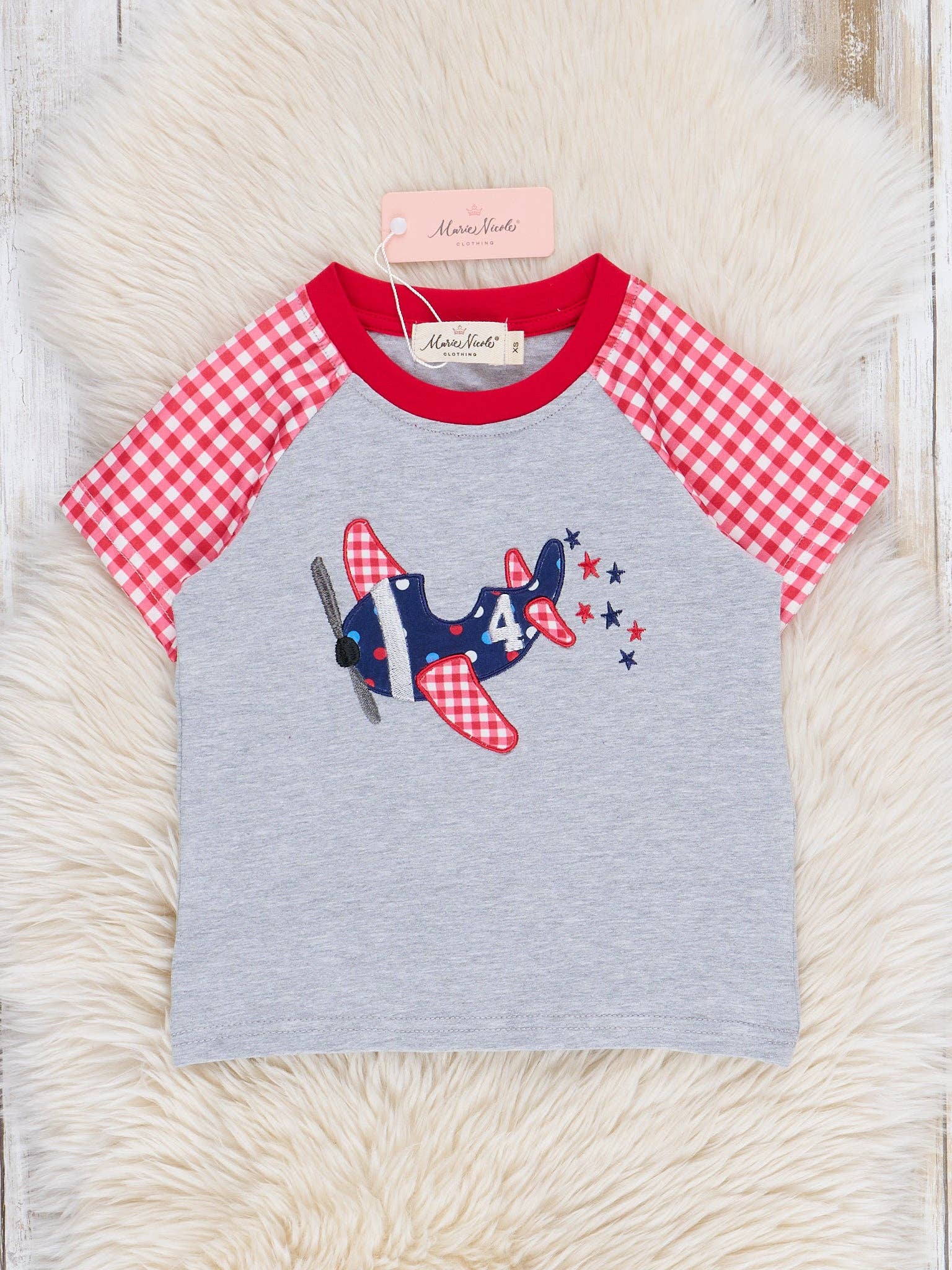 Liberty Plane Embroidered Raglan Shirt: XXS(12/18mos)