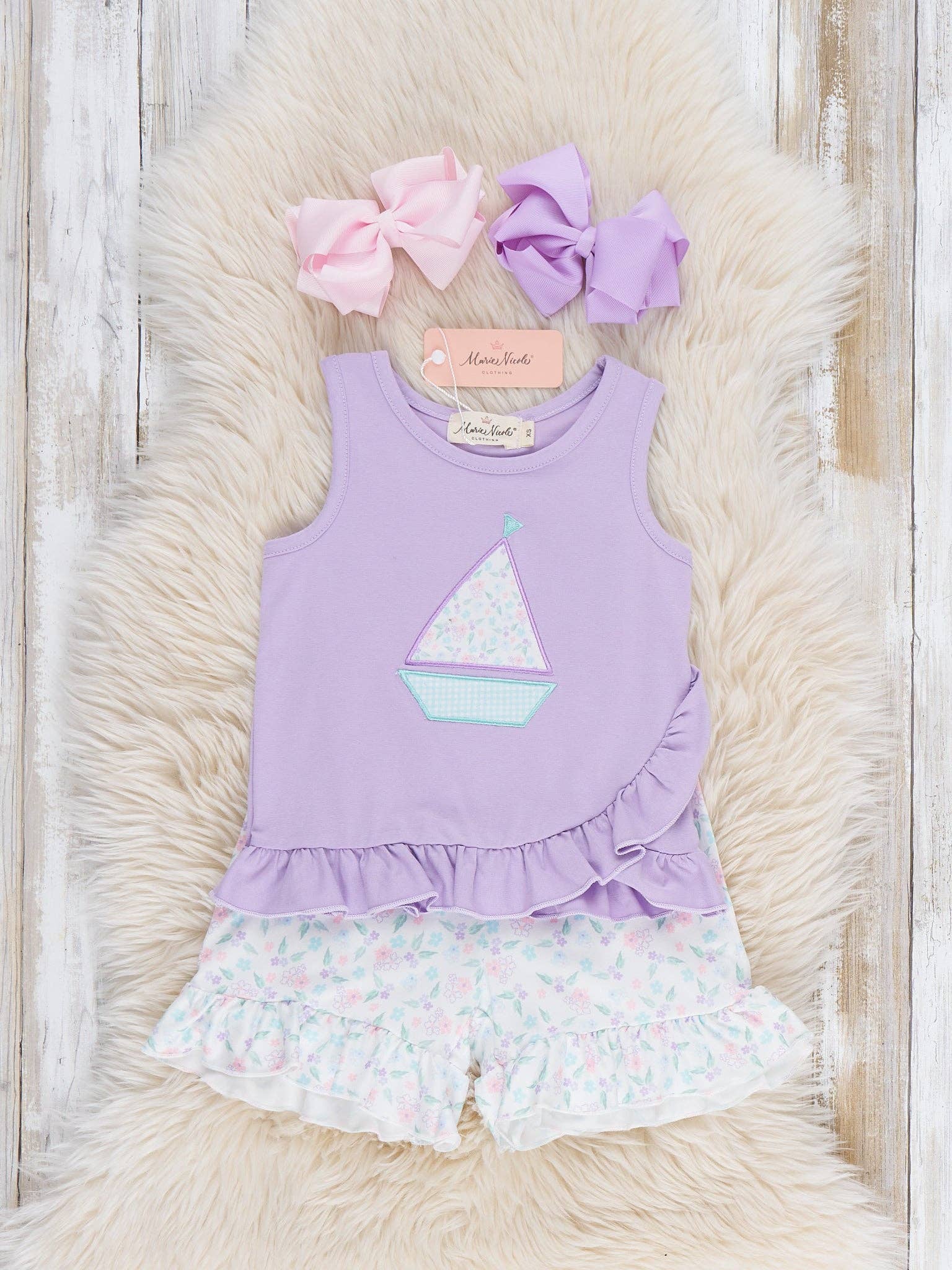 Sail into Summer Embroidered Ruffle Outfit: L(4yrs)