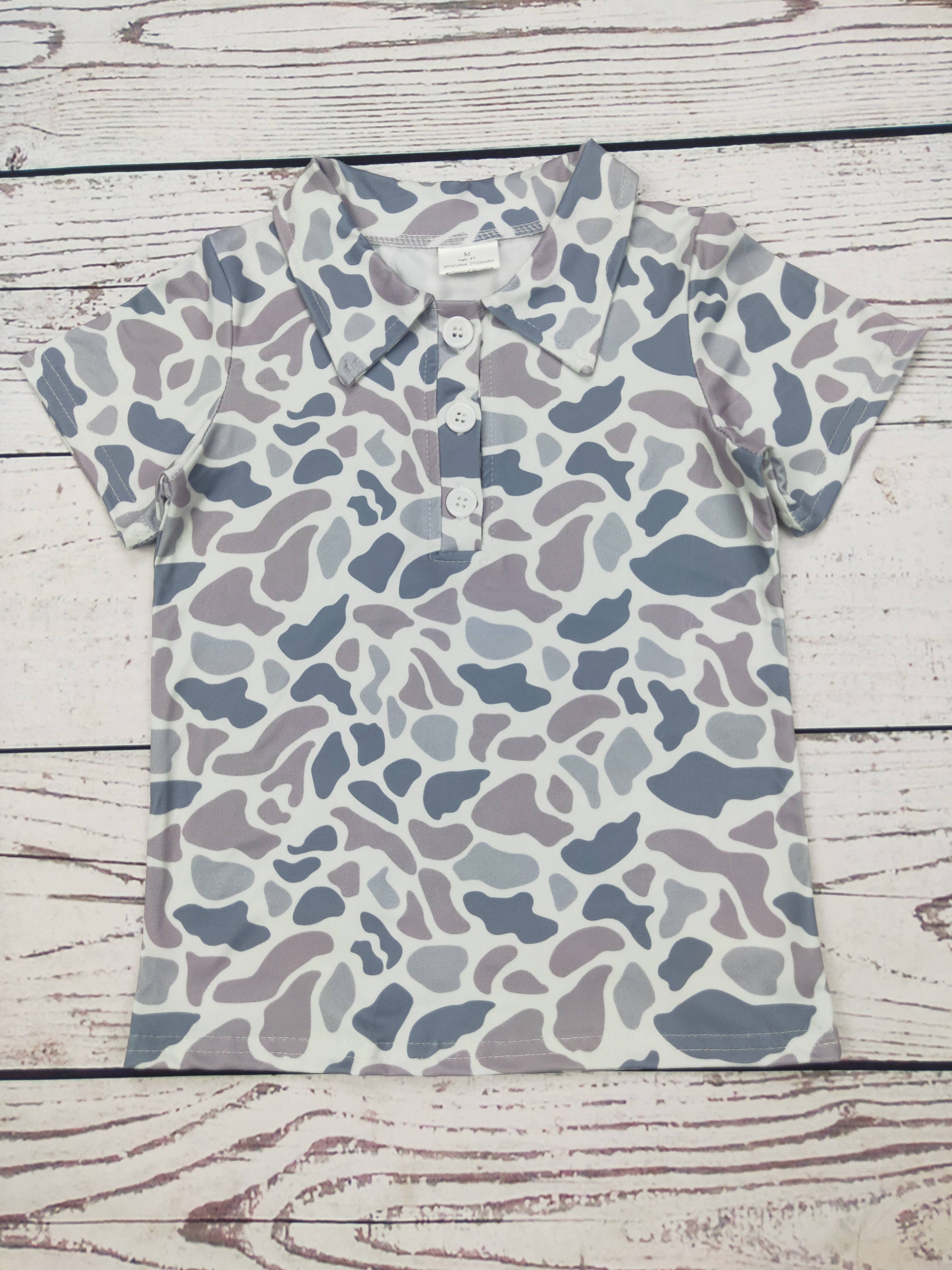Boys Camouflage Printed Polo: 4T