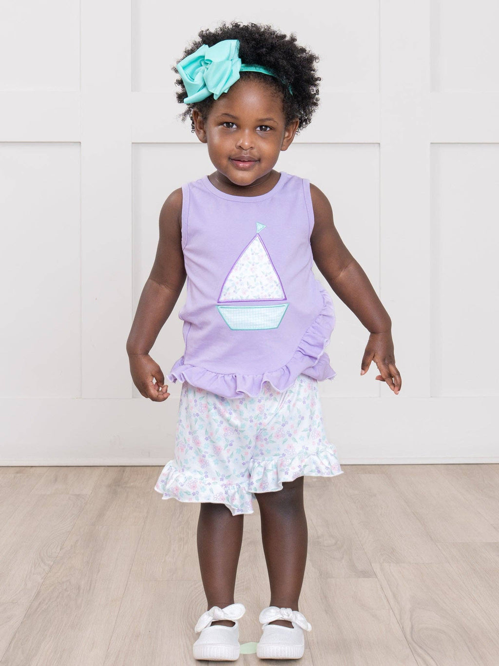 Sail into Summer Embroidered Ruffle Outfit: XL(5yrs)
