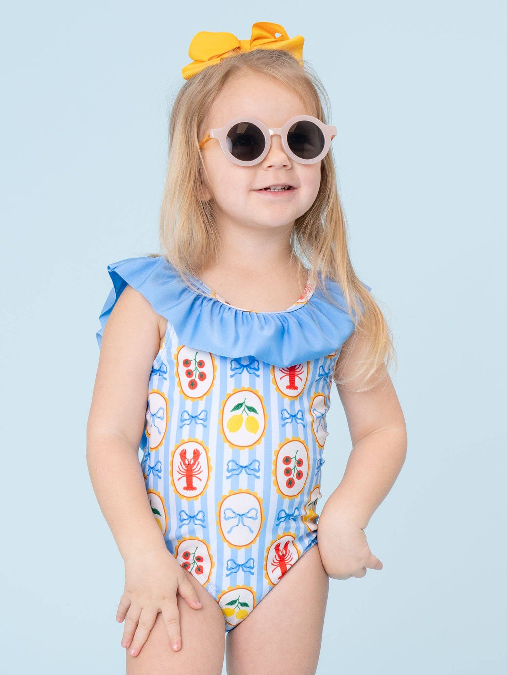 Lobster Lemon Bow Ruffle Swimsuit: S(2yrs)