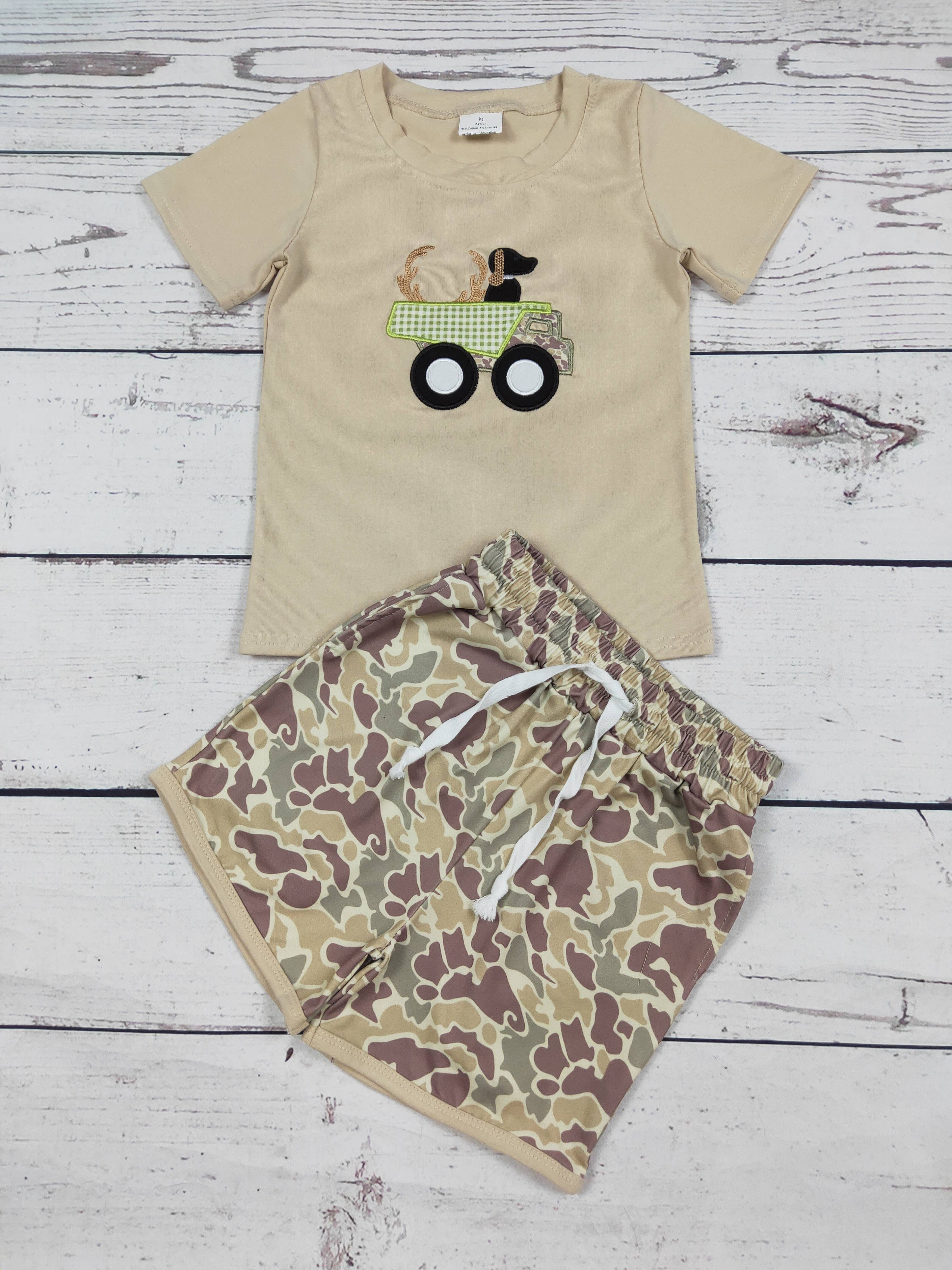Boy Top & Camo Shorts Set: 5-6T