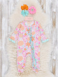 Hibiscus Buds Ruffle Footed Sleeper Pajamas: 18/24MOS