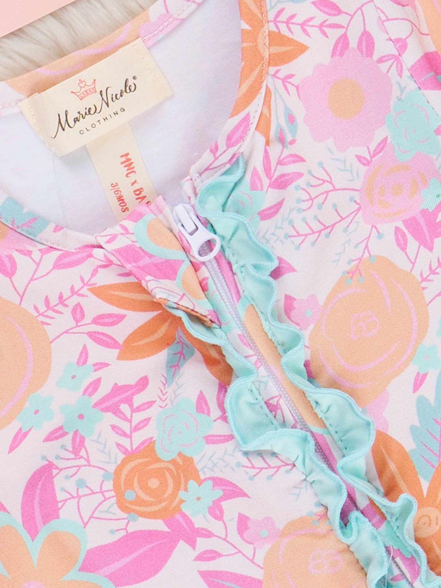Hibiscus Buds Ruffle Footed Sleeper Pajamas: 18/24MOS