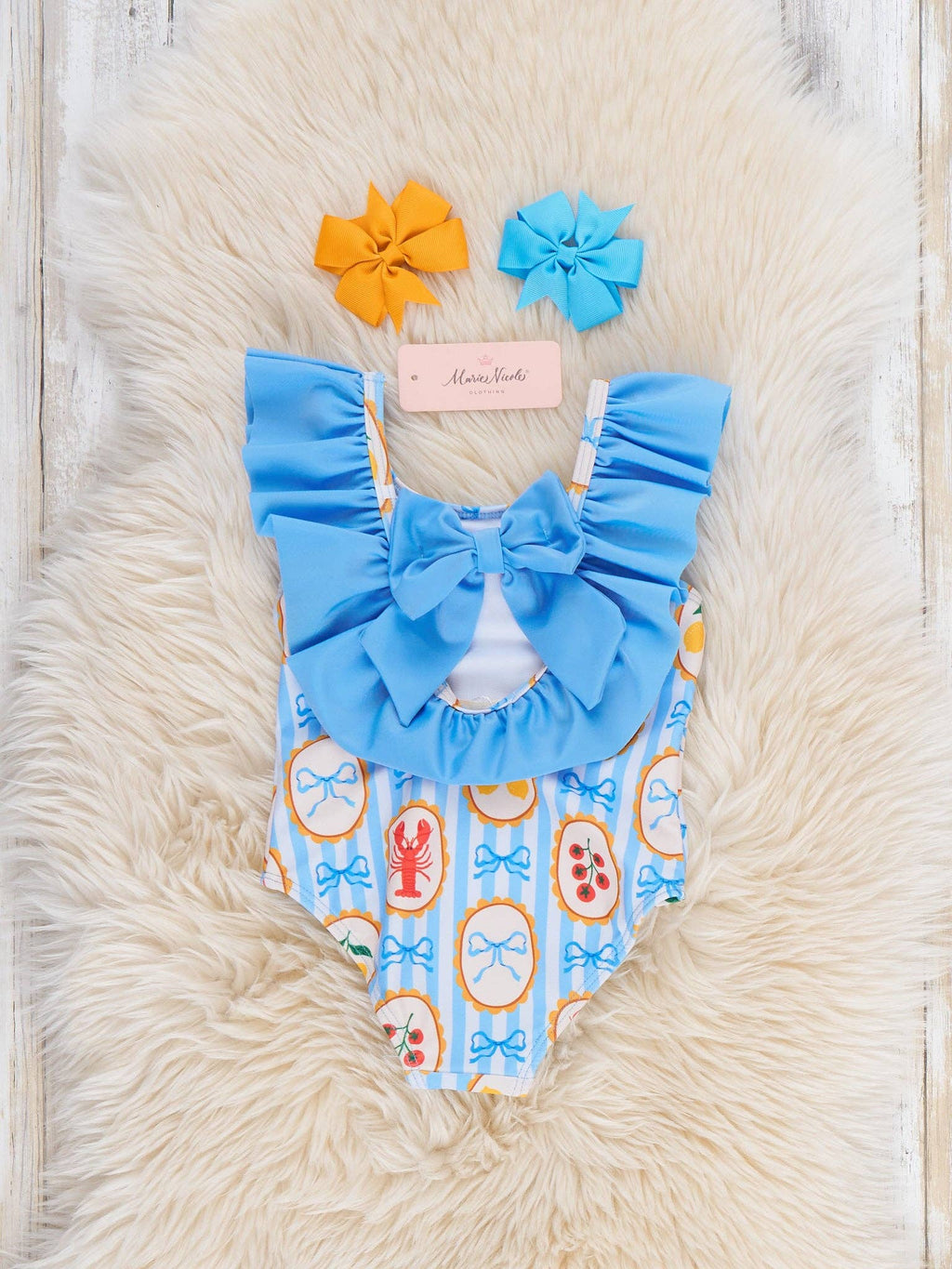 Lobster Lemon Bow Ruffle Swimsuit: S(2yrs)