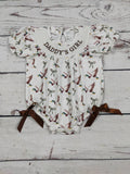 Duck Printed DADDY'S GIRL Smocked Bubble: 12-18M