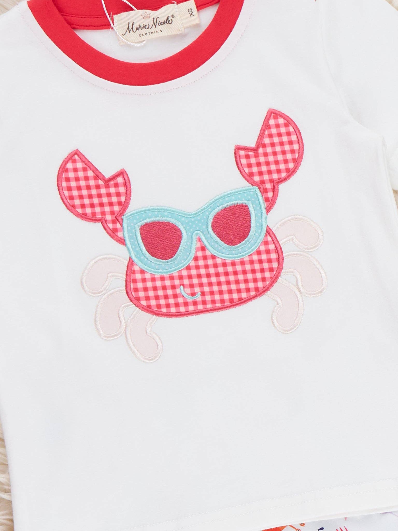 Crab Vacation Embroidered Outfit: XS(18/24mos)