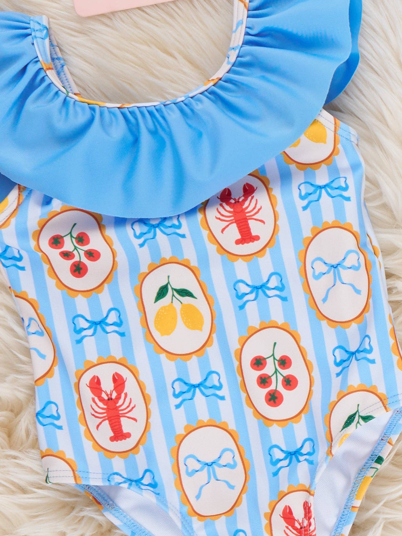 Lobster Lemon Bow Ruffle Swimsuit: S(2yrs)